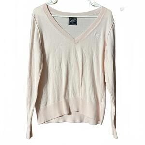 Abercrombie & Fitch Light Pink V-Neck Sweater Large